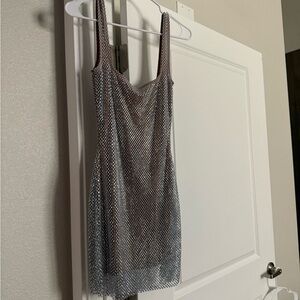 Silver Mesh Mini Dress